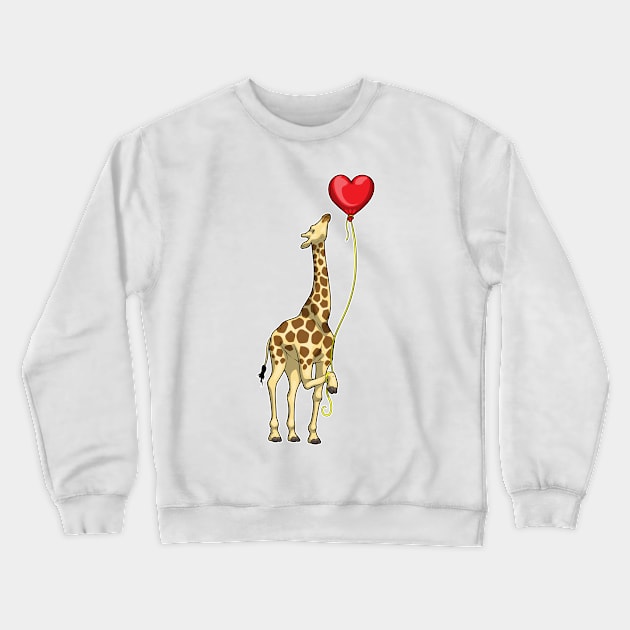 Giraffe Heart Balloon Crewneck Sweatshirt by Markus Schnabel